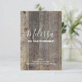 Rustiek schuurhout zal je mijn bruidsmeisje zijn kaart (Staand voorkant)