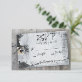 Rustiek Scrapbook Zwart-wit Label bruiloft RSVP Kaart (Staand voorkant)