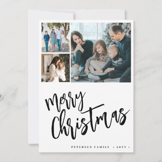 Rustiek script 6 fotocollage Vrolijk kerstfeest Feestdagenkaart (Voorkant)