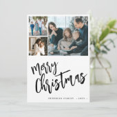 Rustiek script 6 fotocollage Vrolijk kerstfeest Feestdagenkaart (Staand voorkant)