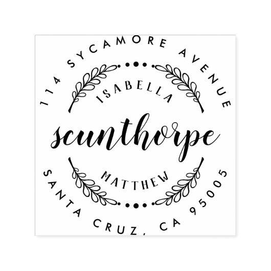 Rustiek Script Achternaam Bruiloft Retouradres Zelfinktende Stempel (Design)