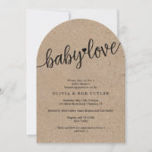 Rustiek Script Baby Love Kraft Baby shower Arched Kaart (Voorkant)