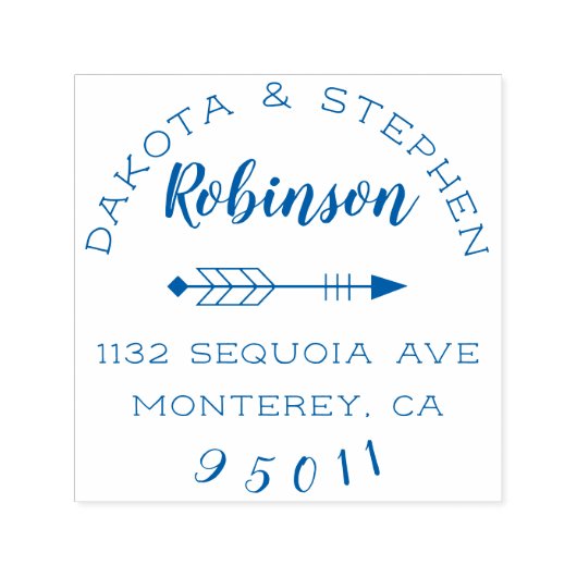 Rustiek Script Boho Arrow Nieuw Weds Retouradres Zelfinktende Stempel (Design)