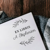 Rustiek Script Botanische bladeren Ex Libris Boekp Zelfinktende Stempel