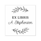 Rustiek Script Botanische bladeren Ex Libris Boekp Zelfinktende Stempel (Design)