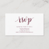 Rustiek script, Bourgondische kleur, bruiloft RSVP Informatiekaartje (Voorkant)