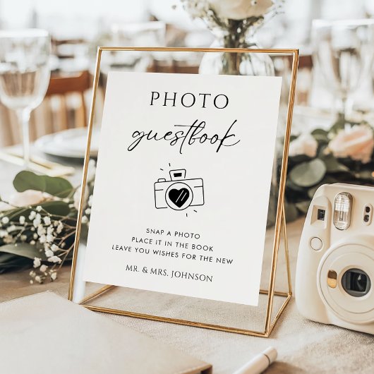 Rustiek Script Camera Foto Gastenboek Trouwbord Poster