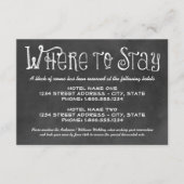 Rustiek Script Chalkboard bruiloft hotels Zwart Informatiekaartje (Voorkant)