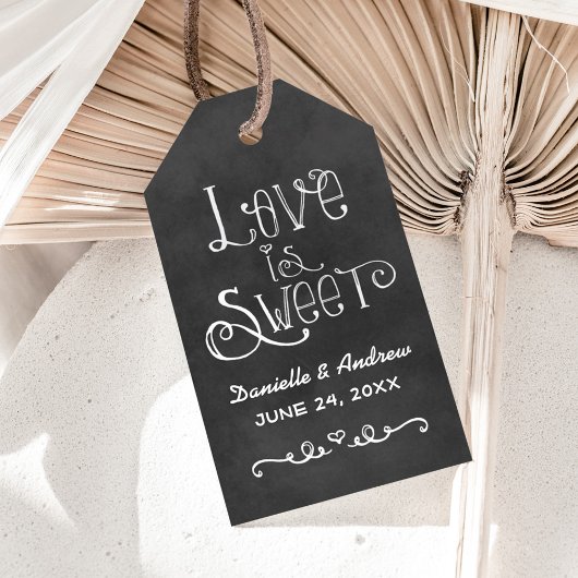 Rustiek Script Chalkboard Bruiloft Liefde is Zoet Cadeaulabel