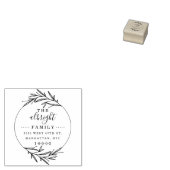 Rustiek Script & Cute Wreath Familie Retouradres Rubberstempel (Gestempeld)