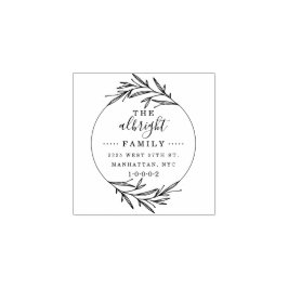 Rustiek Script & Cute Wreath Familie Retouradres Rubberstempel