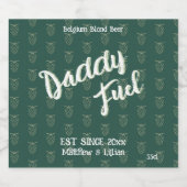 Rustiek script "Daddy Fuel" groen patroon hop Bier Etiket (Enkel label)