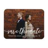 Rustiek Script Eenvoudig Sla de datum fotomagneet  Magneet (Horizontaal)