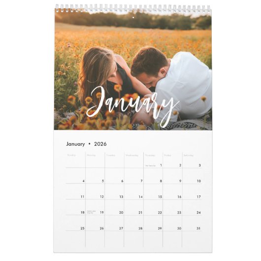 rustiek script familie foto kalender (Jan 2026)