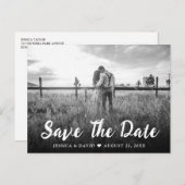 Rustiek Script Foto Bruiloft Save The Date Briefka Aankondigingskaart (Voorkant / Achterkant)