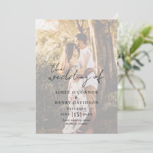 Rustiek Script Foto Modern Wedding Programma Programmakaart (Staand voorkant)