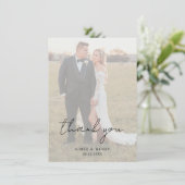 Rustiek Script Foto Moderne bruiloft Bedankkaart (Staand voorkant)
