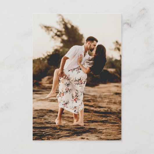 Rustiek Script Foto Moderne bruiloft Informatiekaartje (Achterkant)