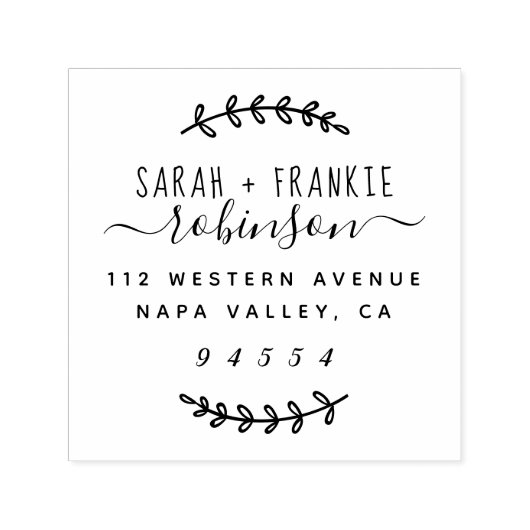 Rustiek script getrouwd paar retour adres  zelfinktende stempel (Design)