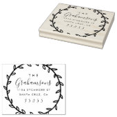 Rustiek Script & Hand-getrokken krans retour adres Rubberstempel (Gestempeld)