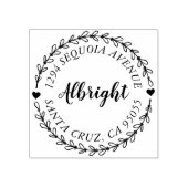 Rustiek Script & Hand getrokken krans retour adres Rubberstempel (Afrduk)