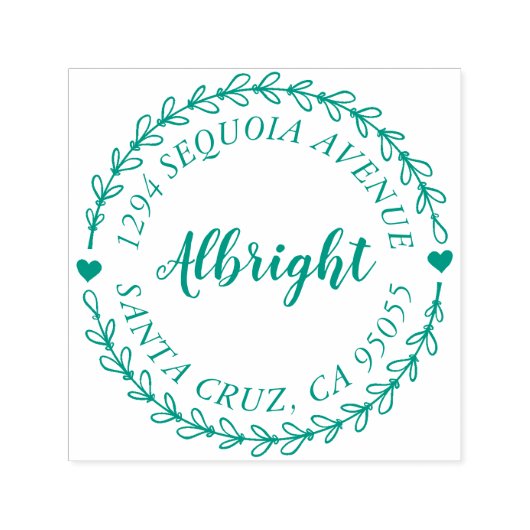 Rustiek Script & Hand getrokken krans retour adres Zelfinktende Stempel (Design)