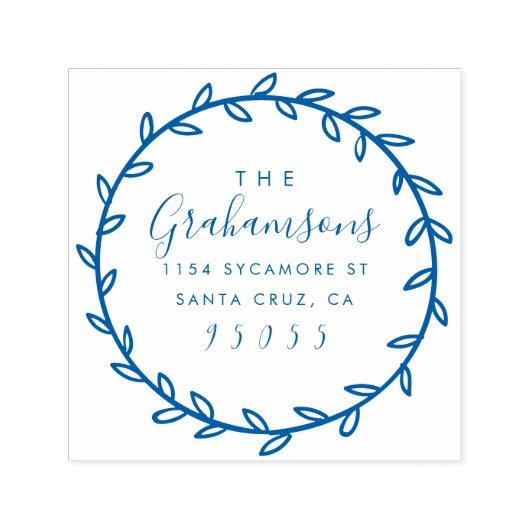 Rustiek Script & Hand-getrokken krans retour adres Zelfinktende Stempel (Design)