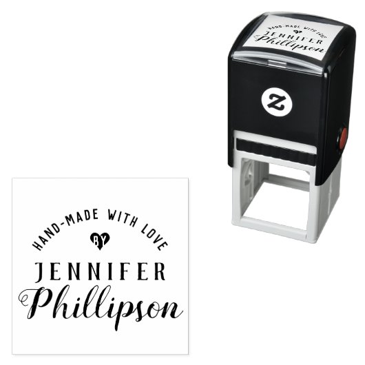 Rustiek script "Hand-made with love" handtekening Zelfinktende Stempel (In situ)