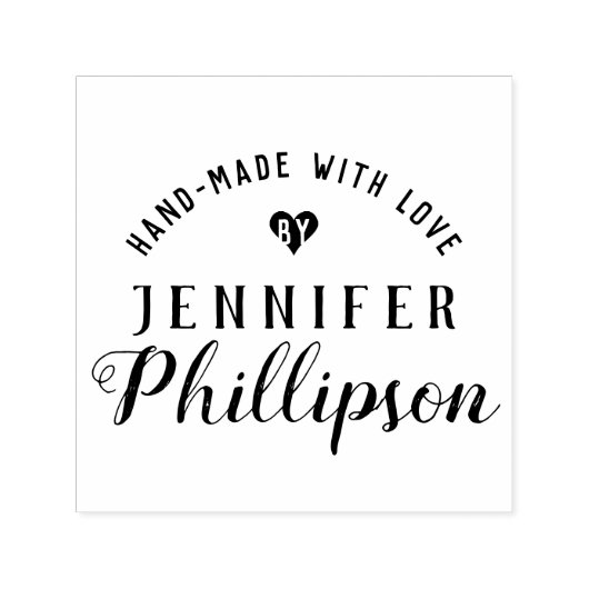 Rustiek script "Hand-made with love" handtekening Zelfinktende Stempel (Design)