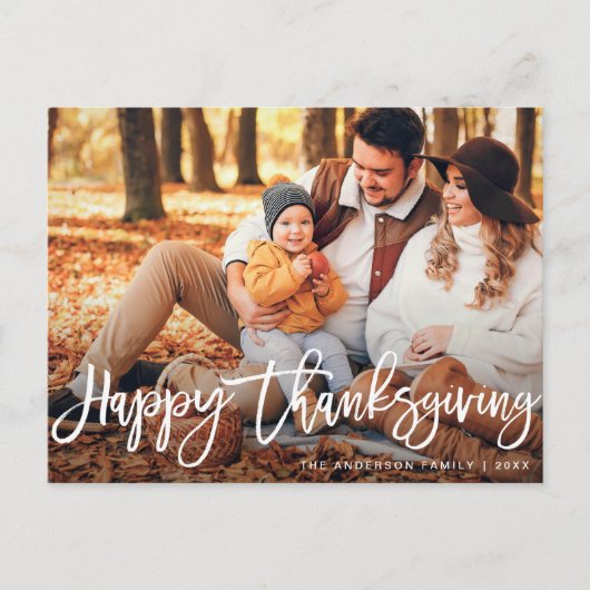 Rustiek script Happy Thanksgiving foto Briefkaart (Voorkant)