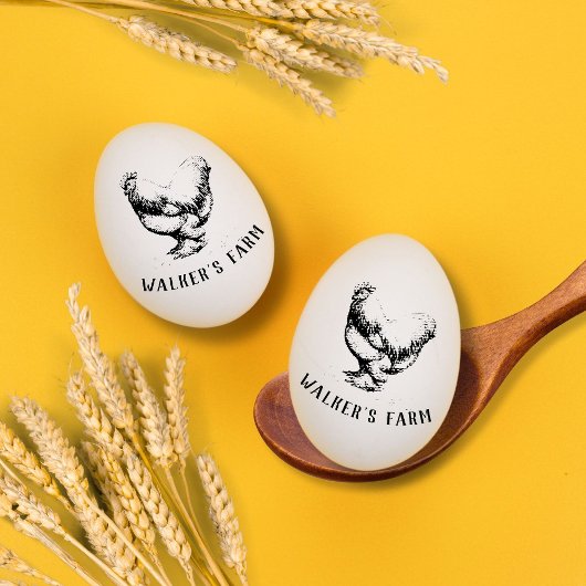 Rustiek Script Hen Egg Stamp Rubberstempel