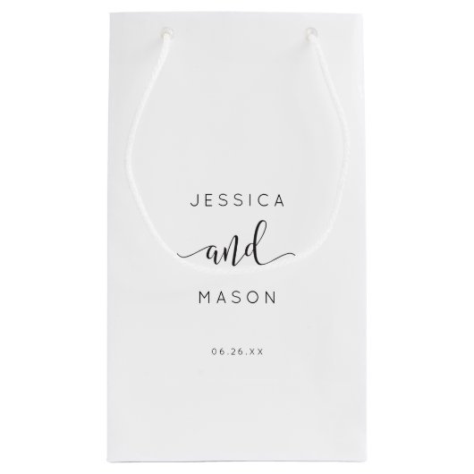 Rustiek Script Hotel Bruiloft Gift Bag Klein Cadeauzakje (Achterkant)