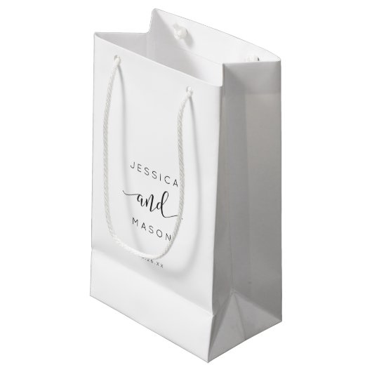 Rustiek Script Hotel Bruiloft Gift Bag Klein Cadeauzakje (Voorkant Gekanteld)