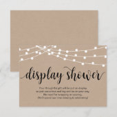 Rustiek Script, Kraft, String Lights Display Douch Informatiekaartje (Voorkant / Achterkant)