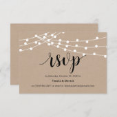 Rustiek Script, kraft, string verlichting, bruilof Informatiekaartje (Voorkant / Achterkant)