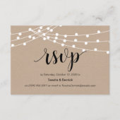 Rustiek Script, kraft, string verlichting, bruilof Informatiekaartje (Voorkant)