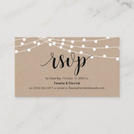 Rustiek Script, kraft, string verlichting, bruilof Informatiekaartje