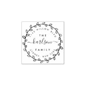 Rustiek script & krans familienaam retouradres rubberstempel (Afrduk)