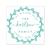 Rustiek script & krans familienaam retouradres  zelfinktende stempel (Design)