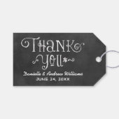 Rustiek script krijtbord bruiloft dank u zwart cadeaulabel (Voorkant (Horizontaal))