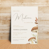 Rustiek Script Little Mushroom Forest Baby shower Kaart