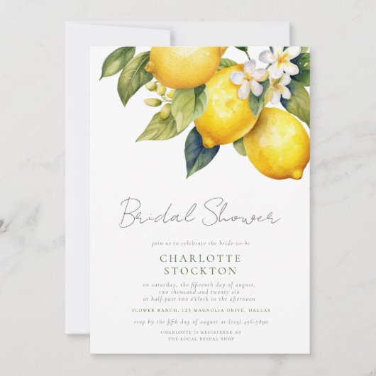 Rustiek Script Mediterraan Citroen Vrijgezellenfee Kaart (Voorkant)