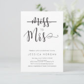 Rustiek script Miss to Mrs Vrijgezellenfeest Invit Kaart (Staand voorkant)