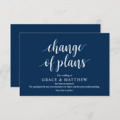 Rustiek Script, Navy Blue Script, Huwelijksuitstel Informatiekaartje (Voorkant / Achterkant)