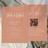 Rustiek Script QR Code Boho Terracotta bruiloft Kaart