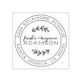 Rustiek Script Rond Getrouwd Paar Retouradres Rubberstempel (Afrduk)