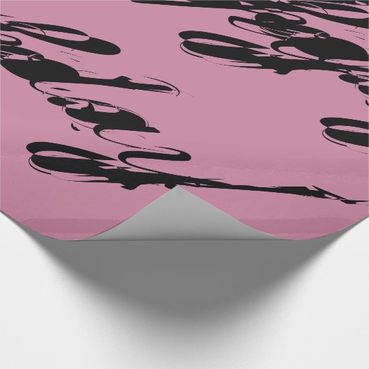 Rustiek script roze Happy birthday wrap Cadeaupapier (Hoek)
