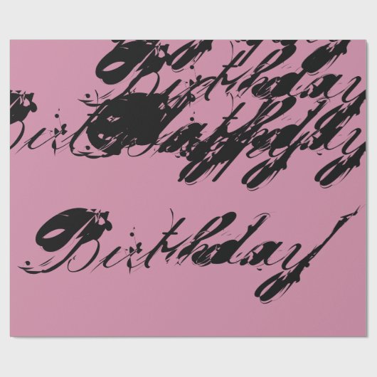 Rustiek script roze Happy birthday wrap Cadeaupapier (Vlak)