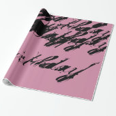 Rustiek script roze Happy birthday wrap Cadeaupapier (Uitgerold)