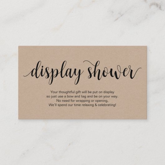 Rustiek Script, Rustieke Kraft, Display Shower Informatiekaartje (Voorkant)